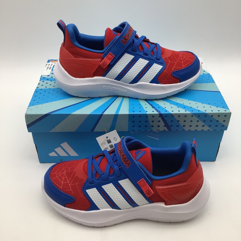Adidas Kids Marvel Spider-Man Lightorama RNR Shoes Red Blue JR2334 Size 2.5Y NEW